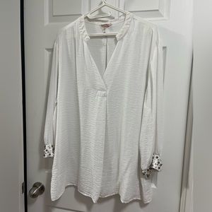 Sheer white blouse with pearl details